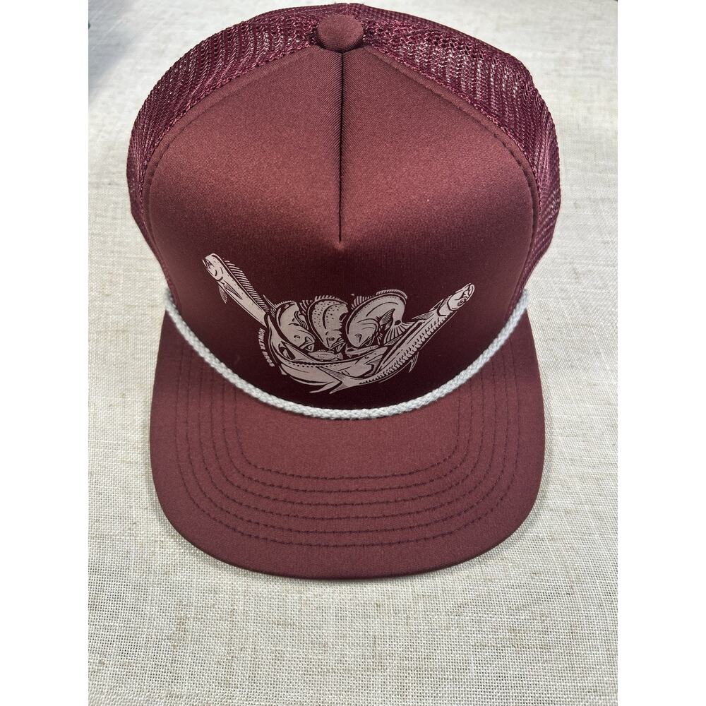 Howler Brothers Maroon Rope Trucker Hat Fish Graphic Snapback Brand New